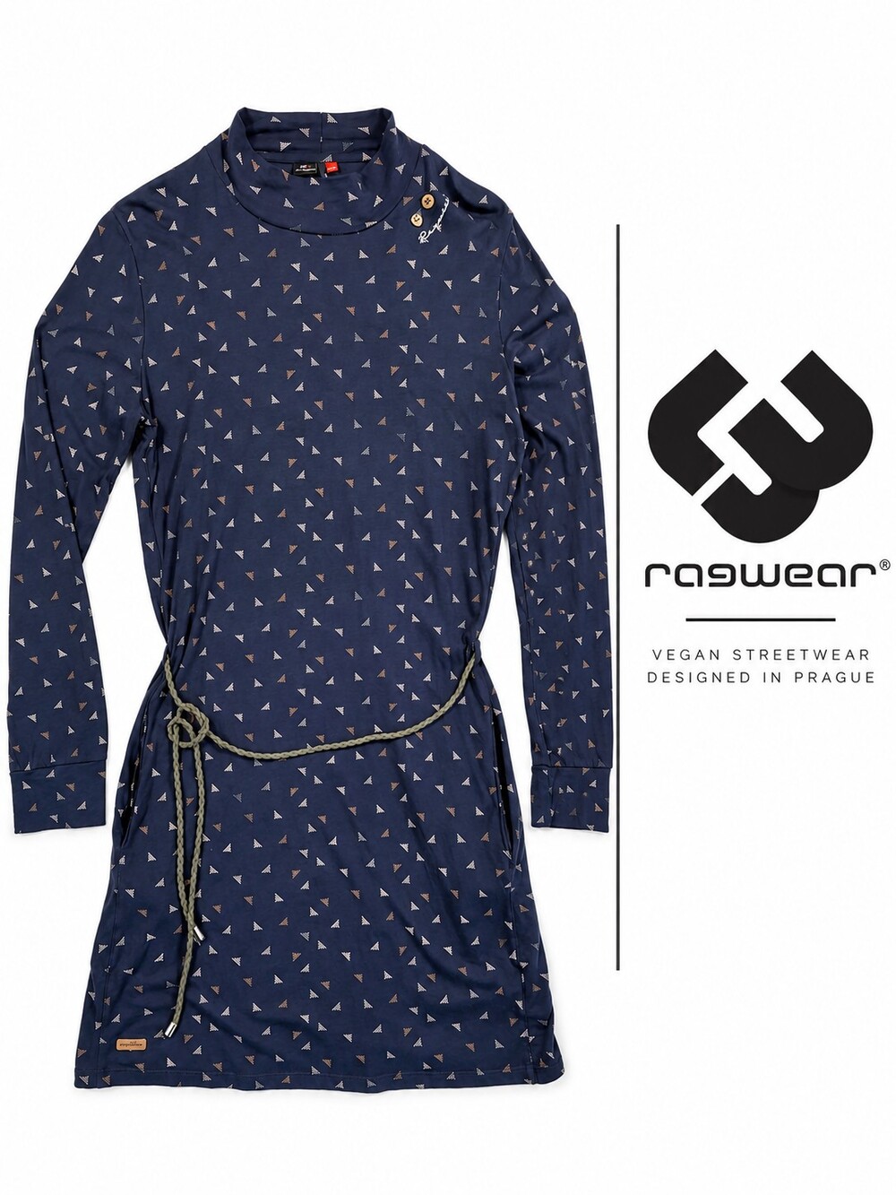 Ragwear 528 Love Frequency DUHA Navy Print Belted Dress XXL (fits more like an L